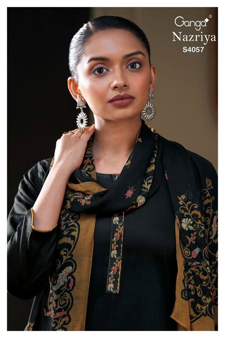 Nazriya 4057 By Ganga Cotton Silk Designer Salwar Suits Exporters In India